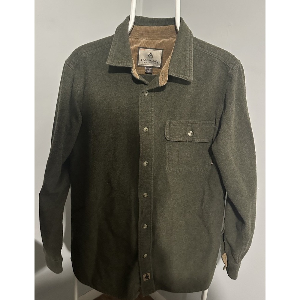 Legendary Whitetails Mens Green Flannel Button Up Shirt Size Medium